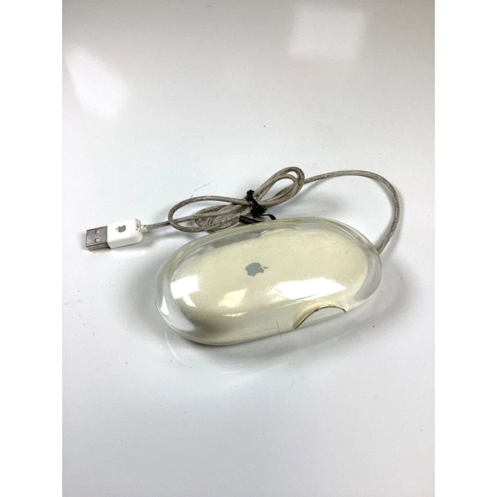 Original Apple Macintosh Pro Mouse M5769 White Clear USB Wired Optical TESTED